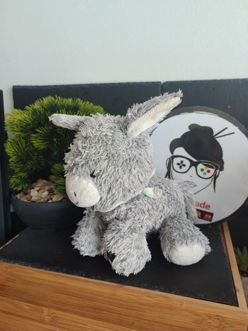 doudou peluche âne kaloo régliss gris bandana vert blanc K 2013 Foulard 3484