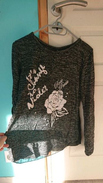 Haut noir chiné dos transparent Taille M