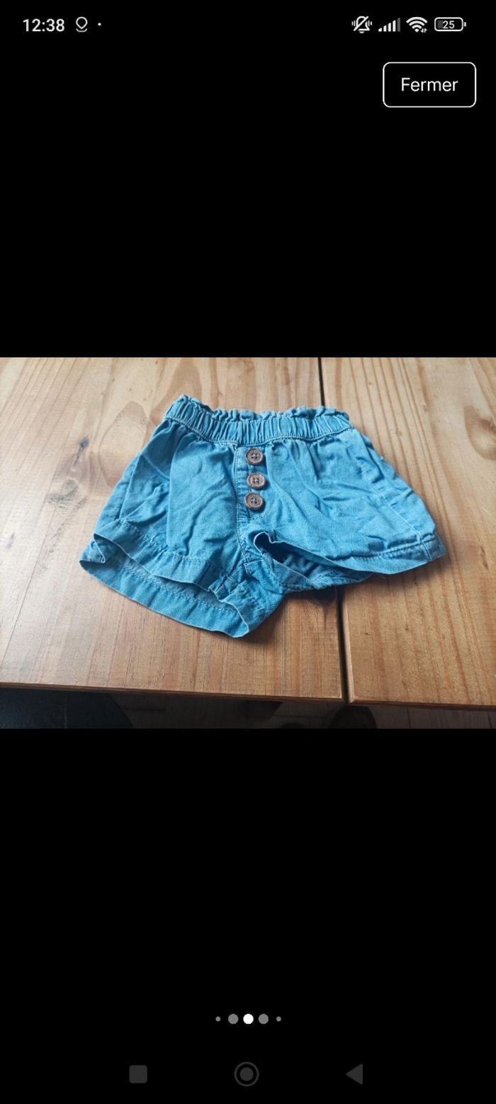 Lot de pantalon short et 1 collant bébé fille - photo numéro 3