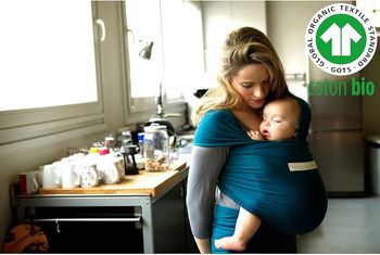 Écharpe de portage Love Radius en Fibres Bio - Bleu Retro

- NEUF