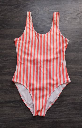 Maillot de bain une pièce orange et blanc XS 34 Kiabi