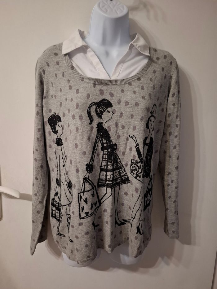 Pull col chemise taille 38/40 en très bon état - photo numéro 4