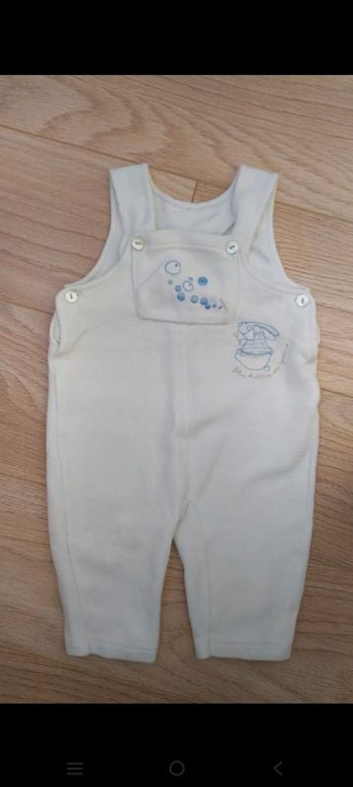 Salopette blanche 1 mois lapin