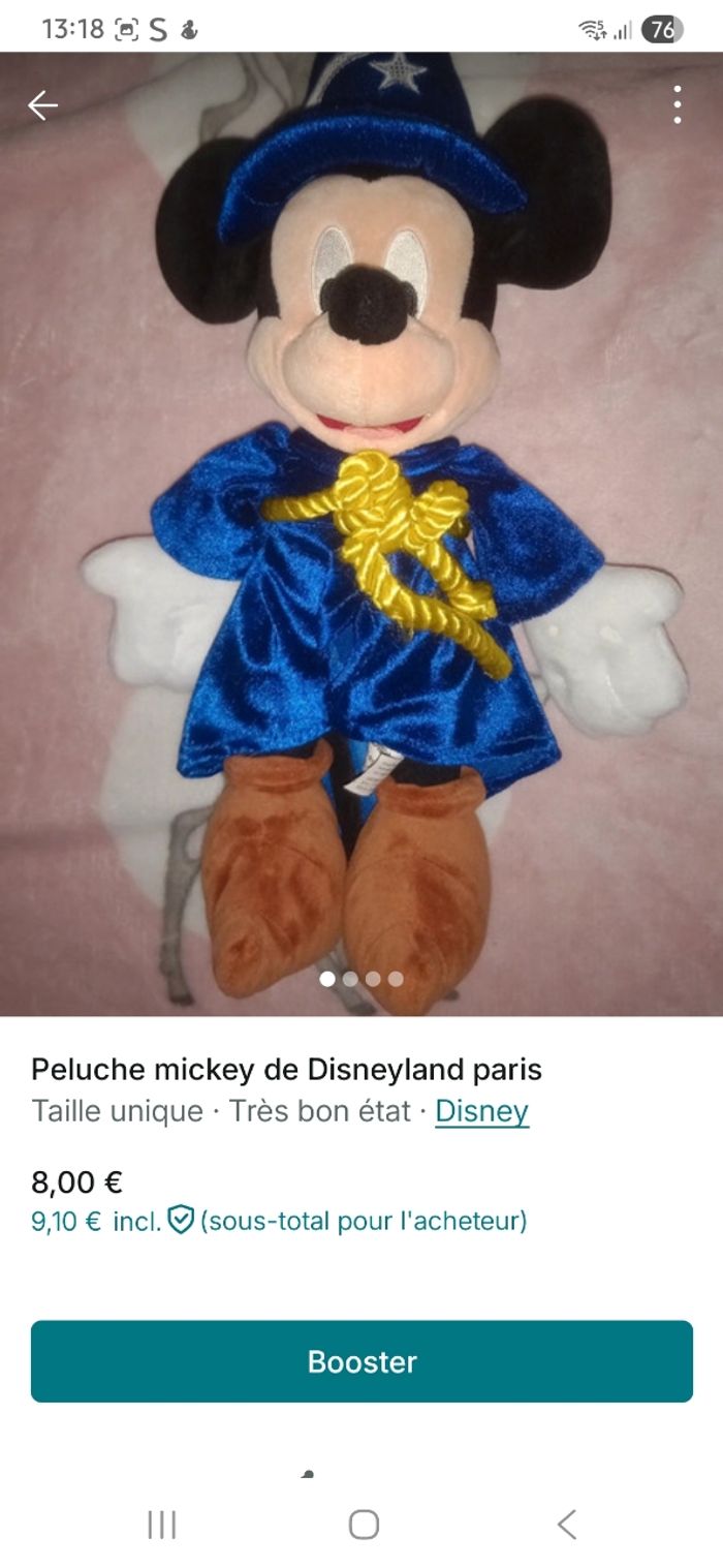 Peluche Mickey de disneyland paris
