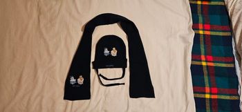 Ensemble bonnet et écharpe bleu foncé pour bébé de 6 mois à 2 - 3 ans