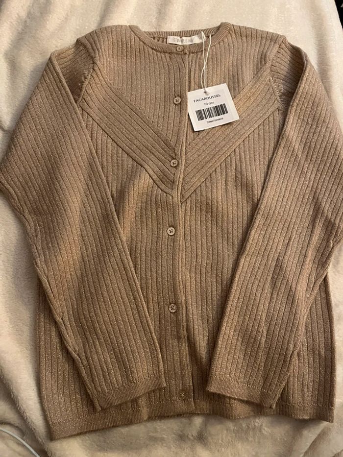 Gilet beige pailletée - photo numéro 2