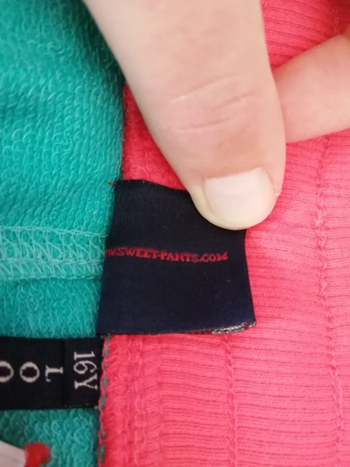Pantalon jogging turquoise coupe loose avec détails corails poches / sweat pants / (16ans-S) - photo numéro 12