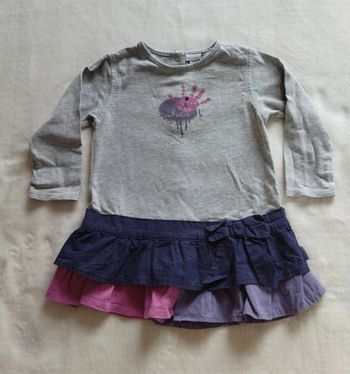 Pull tunique gris et violet P'TIT BISOU, Taille 18 mois