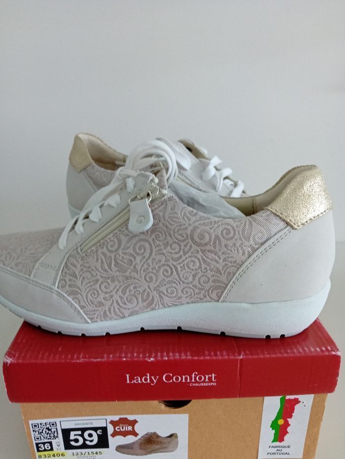 Baskets sneakers cuir confort neuves - photo numéro 2