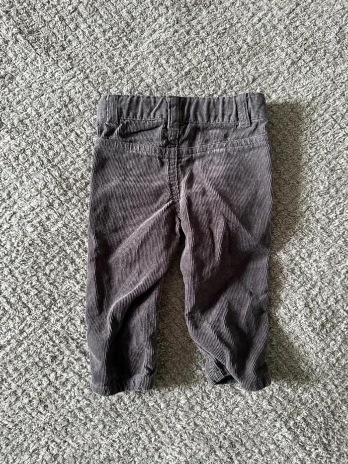 Pantalon gris, effet velours pat et ripaton (3mois) - photo numéro 2