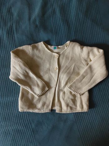 Gilet maillé coton epais jaune clair T. 36 mois