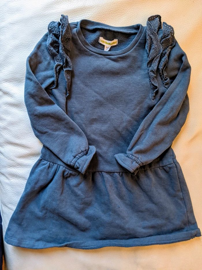Robe sweat molleton bleu Vertbaudet 3 ans 94 cm neuf