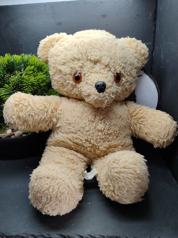 ancienne peluche ours marron beige vintage noir ajena Ancien Doudou Plush 
