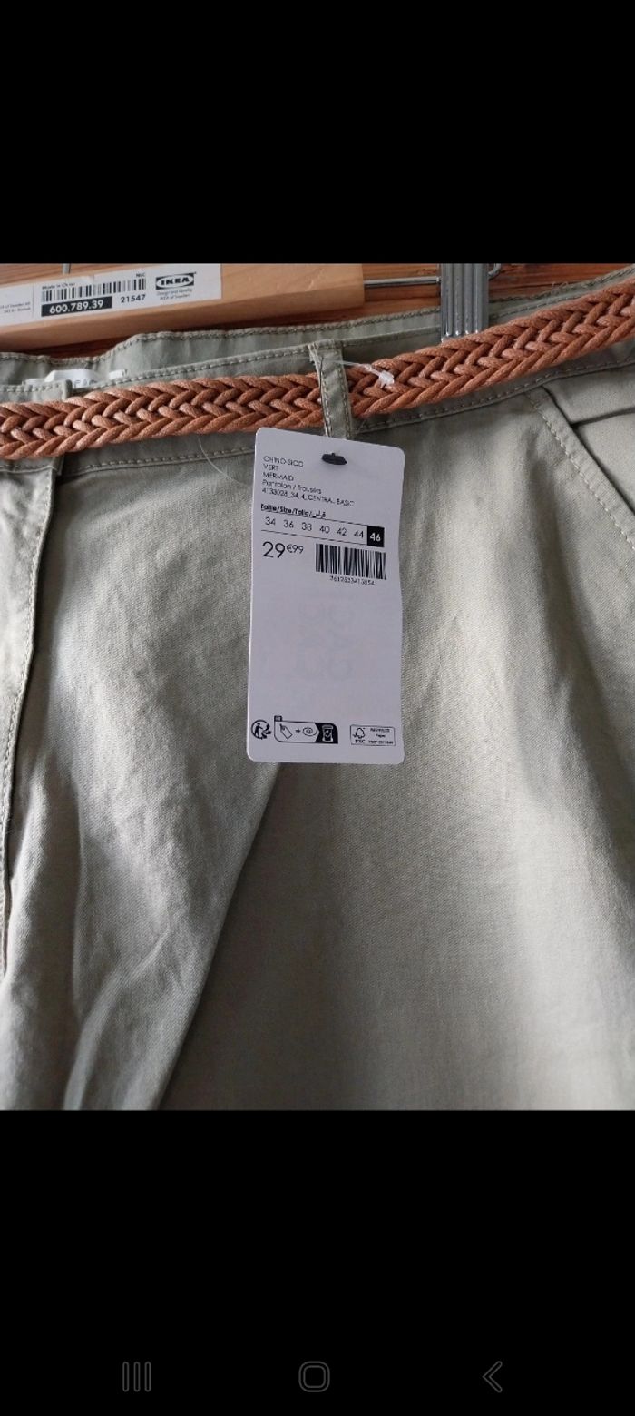 Pantacourt kaki clair taille 46 neuf - photo numéro 2