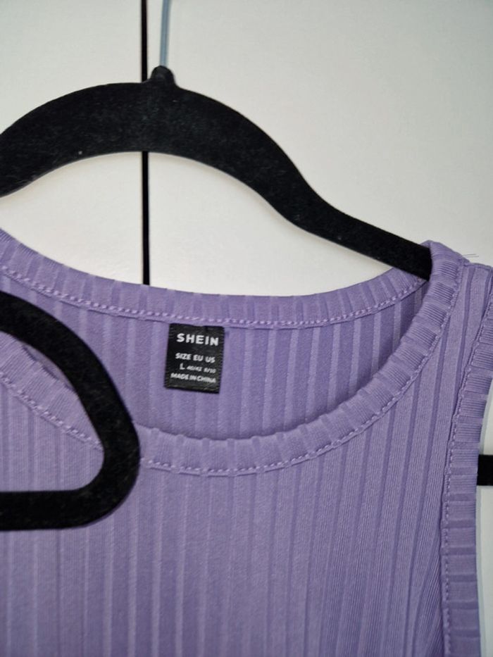 Robe shein côtelé été rose violette taille 40 42 - photo numéro 3