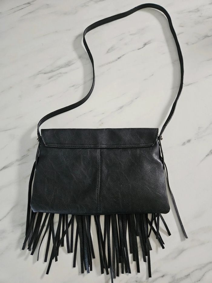 Sacoche à franges cuir noir - photo numéro 2