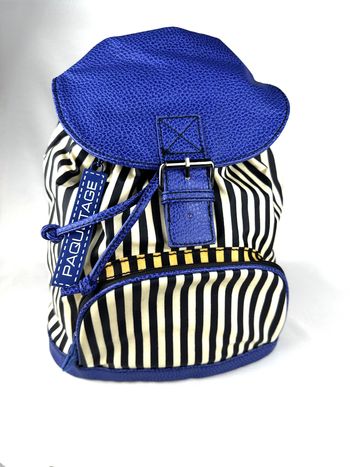 Sac Paquetage Ligné bleu et blanc Vintage