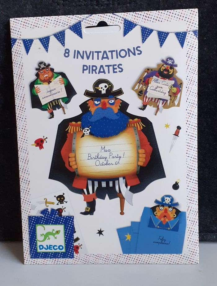 Set Cartes anniversaire pirates DJECO