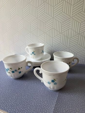 Tasses myosotis - Arcopal - Vintage