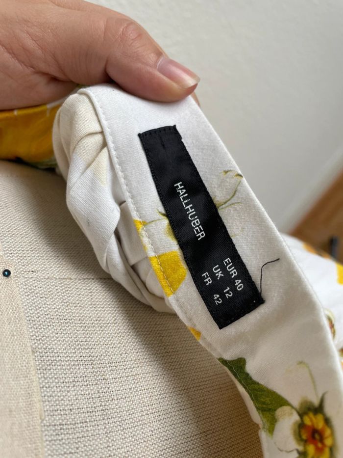 Jupe plissée blanche motifs tournesols Hallhuber taille 42 - photo numéro 7