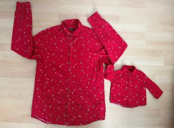 Chemise papa et bébé Noël 3 mois  chemise papa taille M