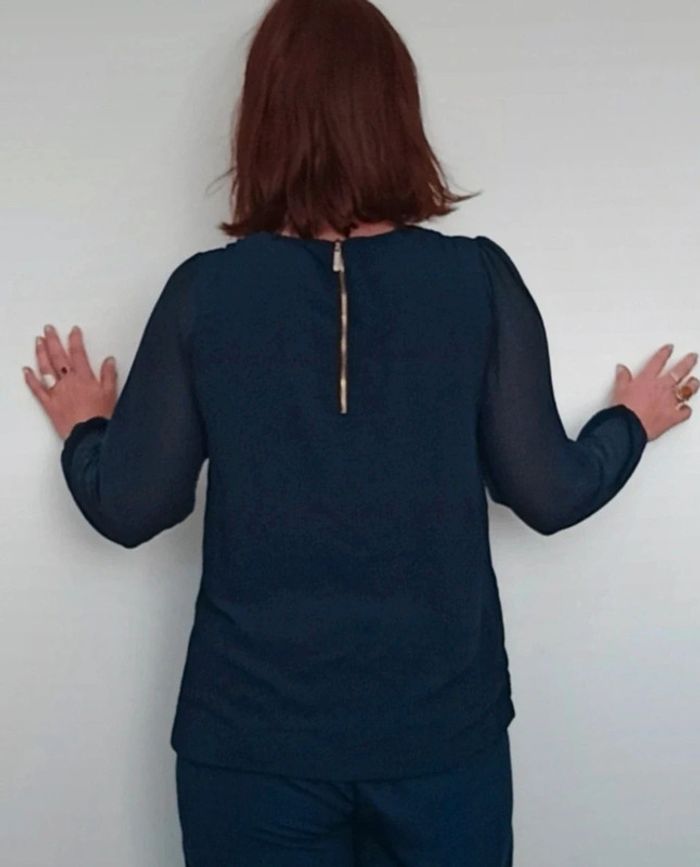 Blouse chic marine manches voiles taille 38 - photo numéro 5
