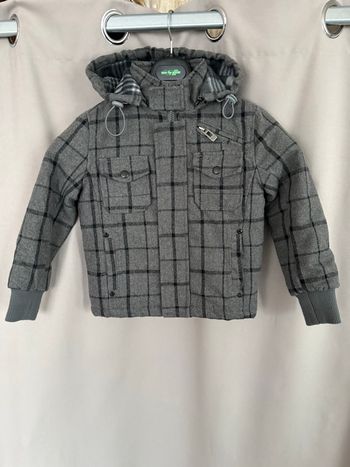 Blouson à capuche et à carreaux gris noir Justbo 