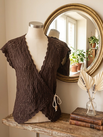 Gilet Cache-Cœur Crochet Marron – Chic & Fabriqué en France 🇫🇷 – T2/M