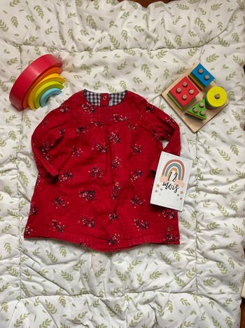robe manches longues rouge motifs bleu 12 mois petit bateau