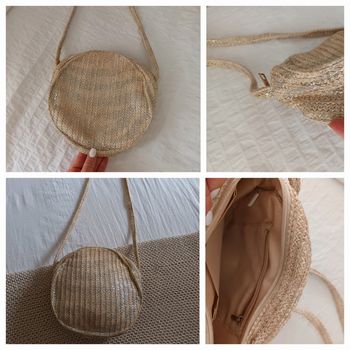 Joli sac rond à bandoulière beige & argenté