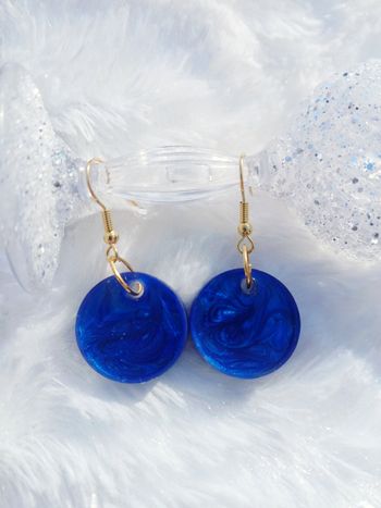 Boucles d'oreilles rondes bleu marine