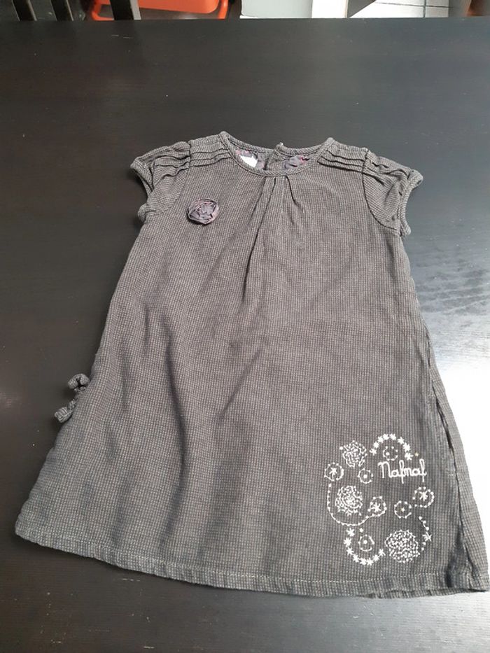 Robe pied de poule marron noir strass élégante naf naf bébé 18 mois