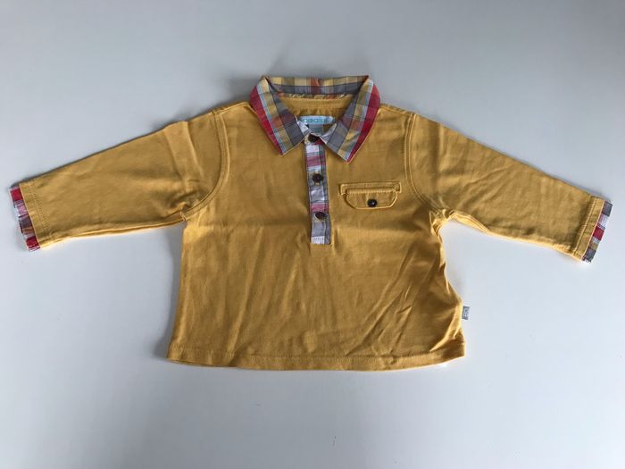 T-shirt bébé moutarde effet chemise 6 mois - photo numéro 2