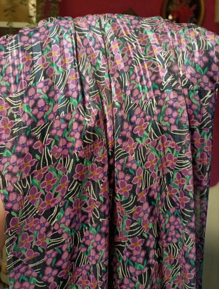 Robe longue violette à motif fleurs manches longues Grain de Malice taille 42 - photo numéro 10