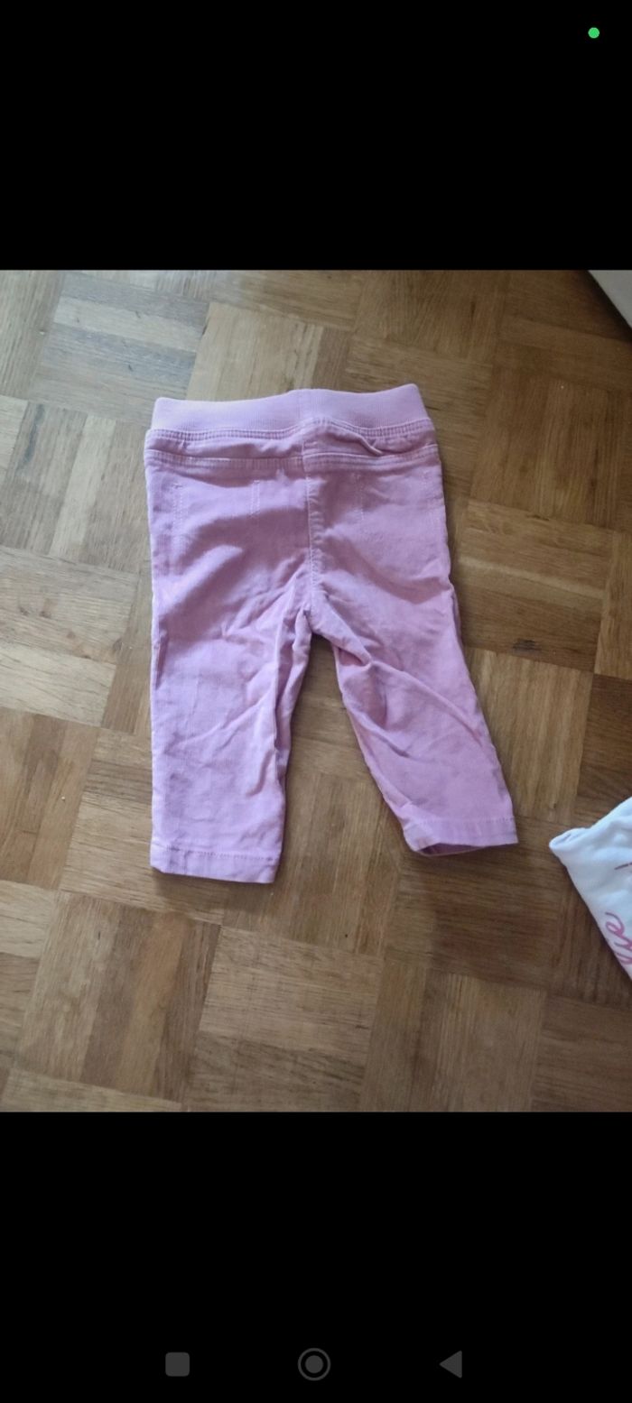 Lot vêtements 9 mois fille pyjama pantalon body manches longues collants rose - photo numéro 4