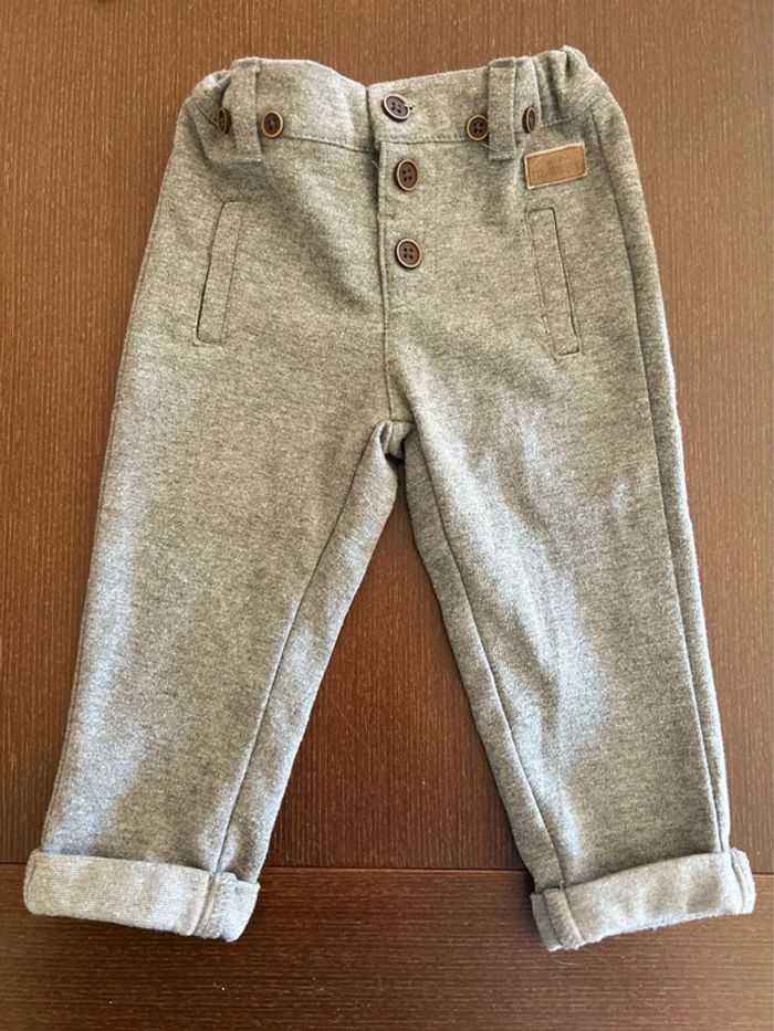 Elegante Pantalón Gris Mini Trappeur - Talla 12 Meses (Niño)