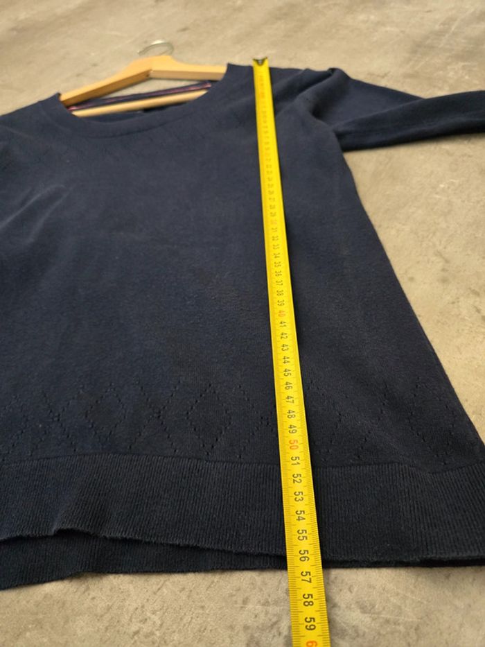 Pull Tommy Hilfiger col rond bleu marine M motif ajouré / chic casual - photo numéro 8