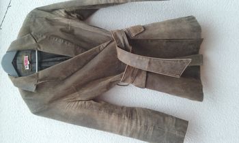 veste longue cuir marron