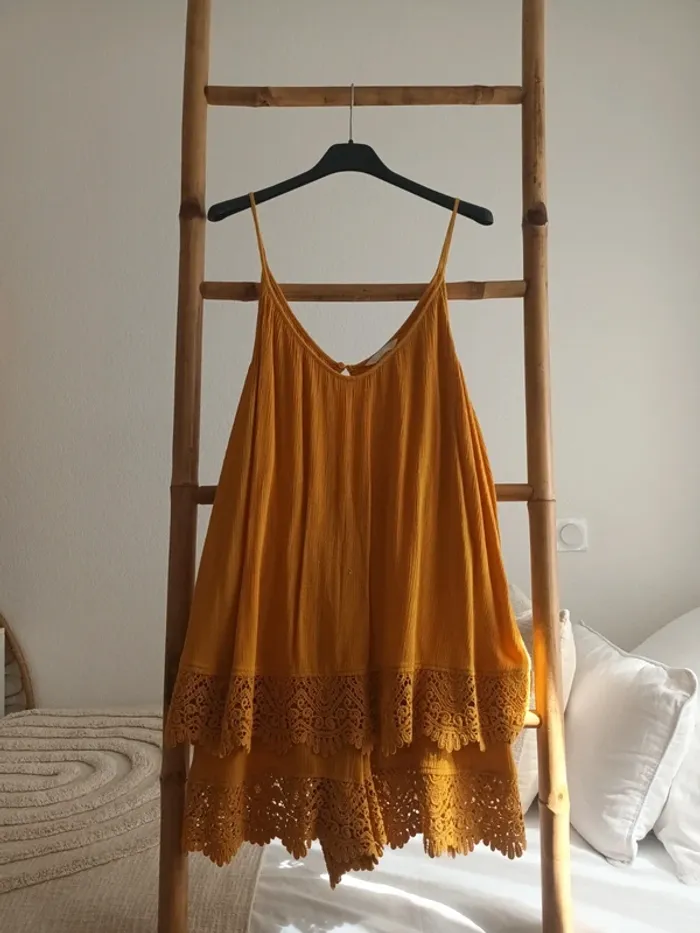 Combishort effet gaze de coton et dentelle H&M taille 36