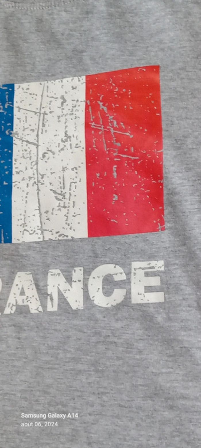 Tee shirt supporter France drapeau craquelé garçon 8 ans vert baudet - photo numéro 4