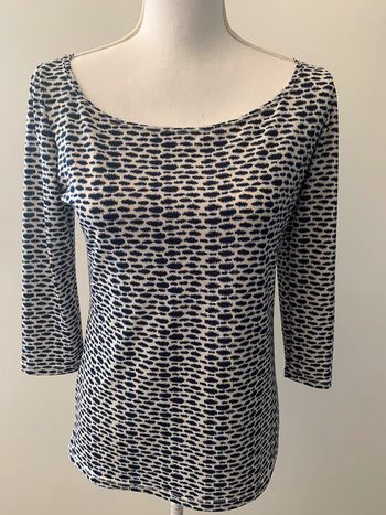 Blouse fluide tachetée bleu marine et blanche T38