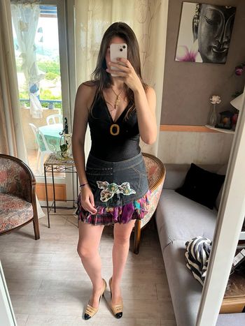 Jupe courte ethnique vintage bohème champêtre grunge