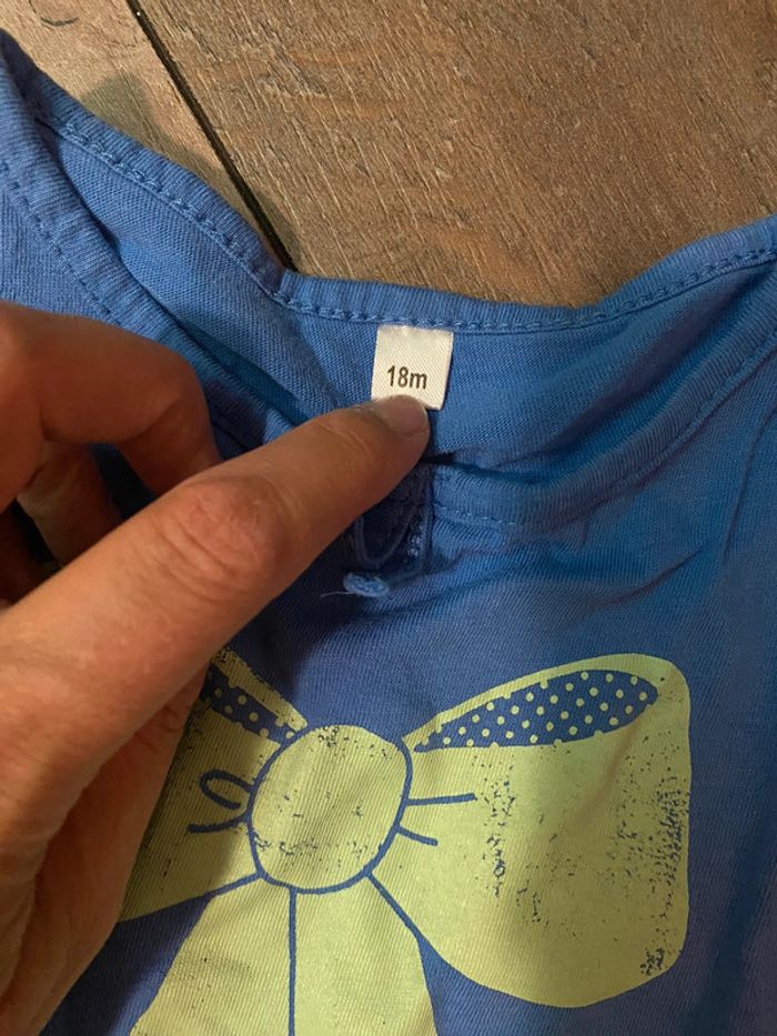 Débardeur fille bleu noeud vert 18 mois - photo numéro 2