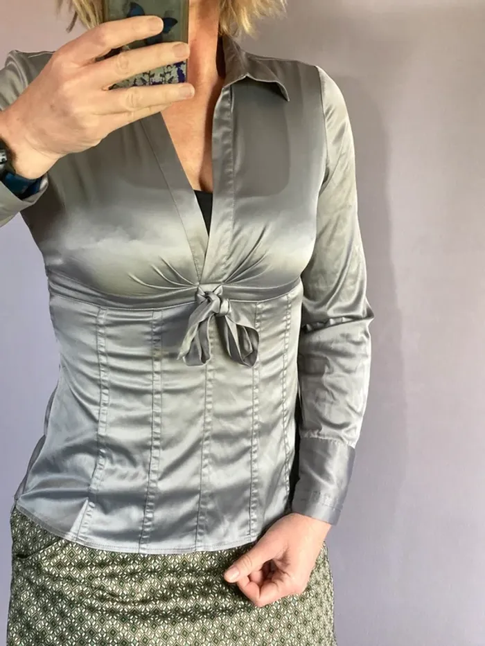 Élégant chemisier satiné gris 40 - photo numéro 4