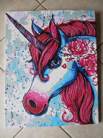 Toile licorne peinte à la main