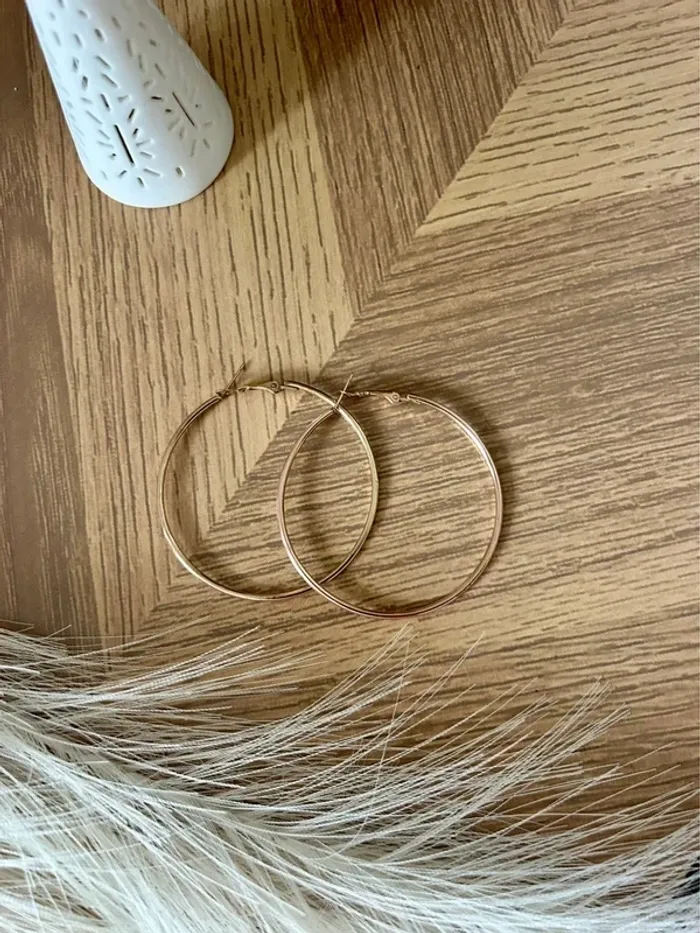 Superbe boucles d’oreilles , pendantes, anneaux, créoles doré - photo numéro 2