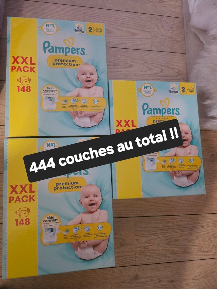Lot de 3 packs XXL de couches pampers premium protection taille 2