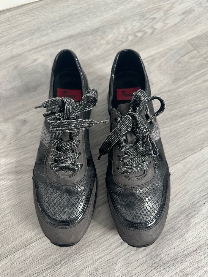 Baskets croco python serpent gris noir et argenté Rieker T38 - photo numéro 2