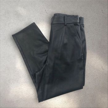 Pantalon taille haute en simili-cuir noir femme 40