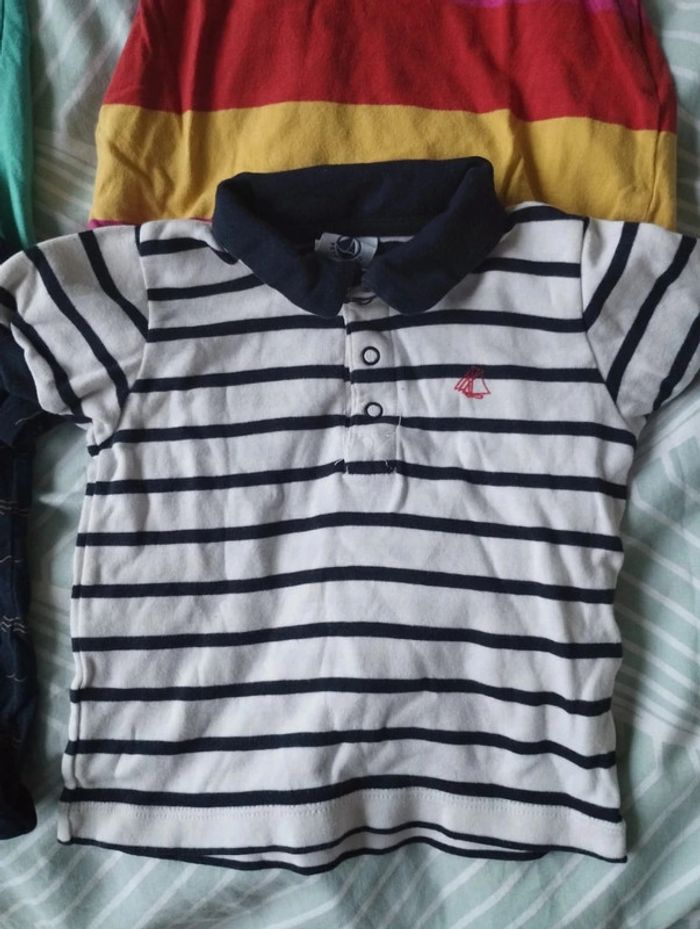 Lot de 4 tee-shirts et polos manches courtes 12 mois - photo numéro 2